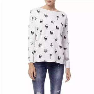Skull Cashmere Kalissa Womens Skull Print Long Sleeve Tee Sz S New